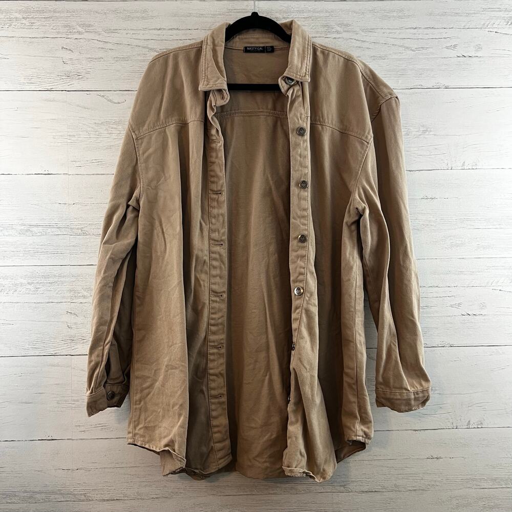 Nasty‎ Gal Tan Oversized Button Up Shacket Size 10